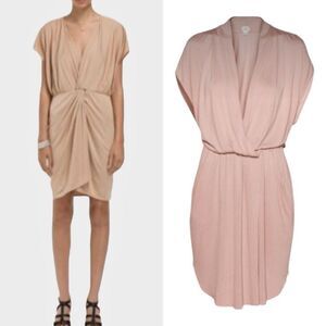 Wilfred Aritzia Blush Pink Drape Front Knee Length Dress Sz S